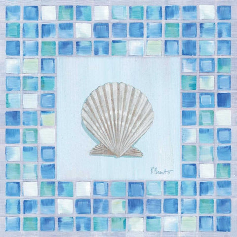 Mosaic Scallop White Modern Wood Framed Art Print with Double Matting by Brent, Paul