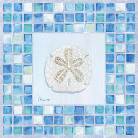 Mosaic Sanddollar White Modern Wood Framed Art Print with Double Matting by Brent, Paul