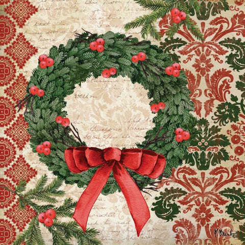 Elegant Christmas II Gold Ornate Wood Framed Art Print with Double Matting by Brent, Paul