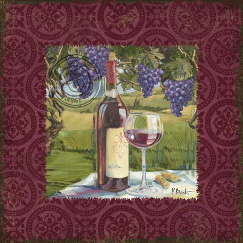 At the Vineyard Sq I White Modern Wood Framed Art Print with Double Matting by Brent, Paul