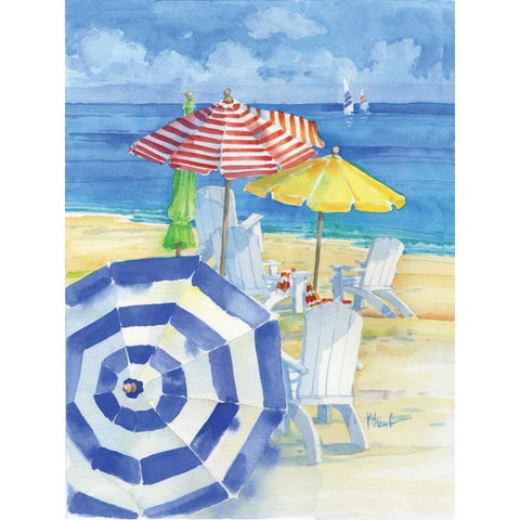 Watercolor Beach Vertical White Modern Wood Framed Art Print by Brent, Paul