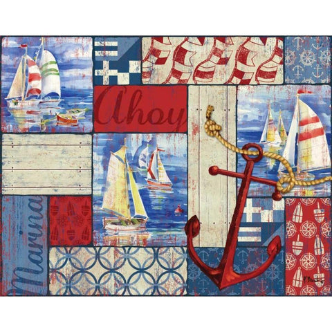 Starboard Collage Gold Ornate Wood Framed Art Print with Double Matting by Brent, Paul