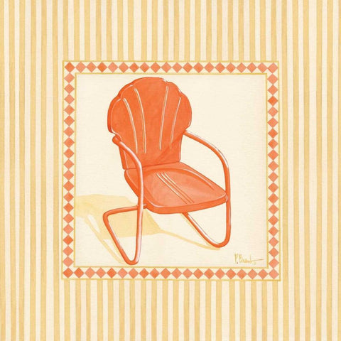 Retro Patio Chair I White Modern Wood Framed Art Print with Double Matting by Brent, Paul