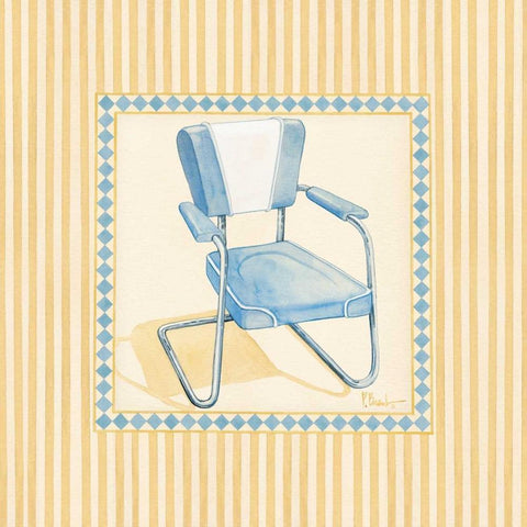 Retro Patio Chair III White Modern Wood Framed Art Print with Double Matting by Brent, Paul