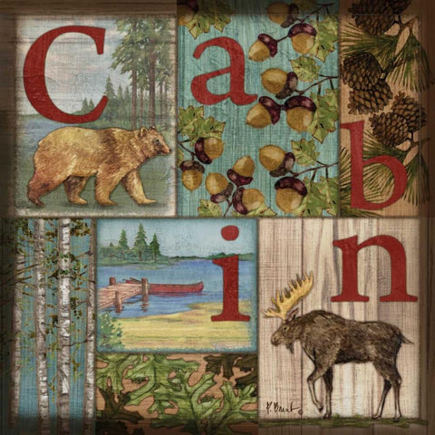 C is for Cabin Black Modern Wood Framed Art Print with Double Matting by Brent, Paul