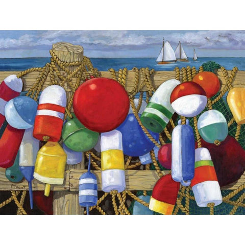 Buoy Composition White Modern Wood Framed Art Print by Brent, Paul