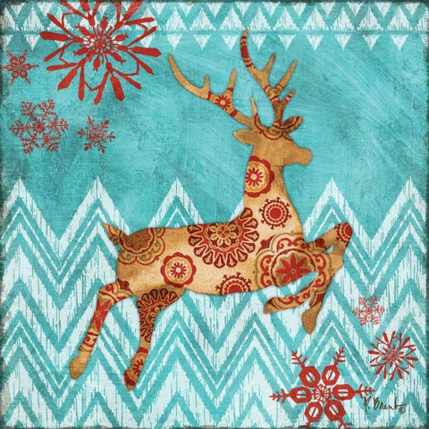 Ice Reindeer Dance I Black Ornate Wood Framed Art Print with Double Matting by Brent, Paul