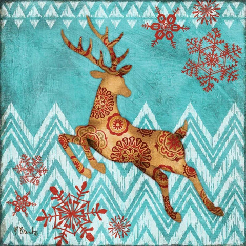 Ice Reindeer Dance II White Modern Wood Framed Art Print with Double Matting by Brent, Paul