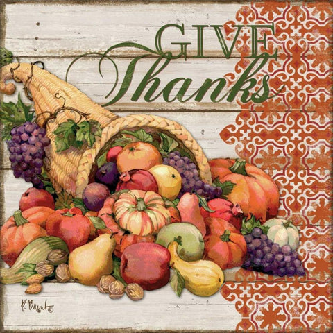 Give Thanks I White Modern Wood Framed Art Print by Brent, Paul