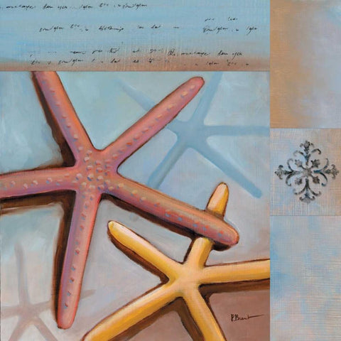 Sanibel Starfish Gold Ornate Wood Framed Art Print with Double Matting by Brent, Paul