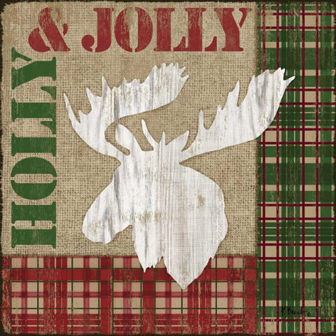 Holly Jolly Lodge IV White Modern Wood Framed Art Print with Double Matting by Brent, Paul