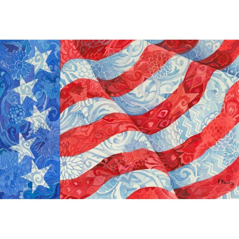 Spangled Stars and Stripes White Modern Wood Framed Art Print by Brent, Paul