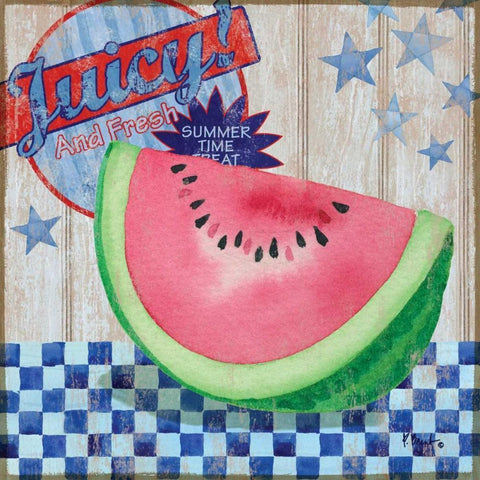 Juicy Watermelon II White Modern Wood Framed Art Print by Brent, Paul