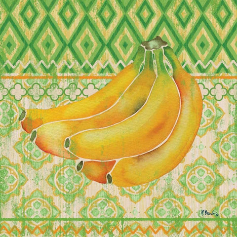 Fruit Ikat III Black Modern Wood Framed Art Print with Double Matting by Brent, Paul