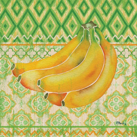 Fruit Ikat III White Modern Wood Framed Art Print with Double Matting by Brent, Paul