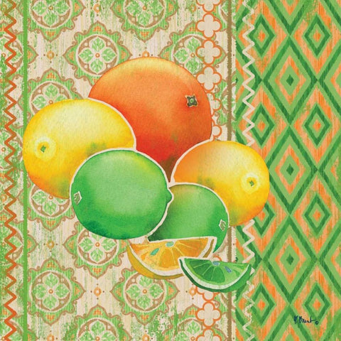 Fruit Ikat IV Gold Ornate Wood Framed Art Print with Double Matting by Brent, Paul