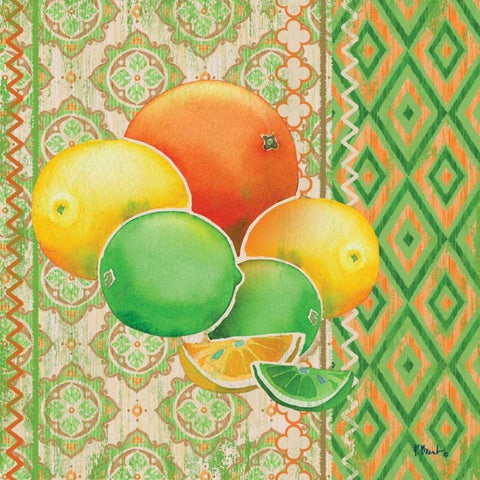 Fruit Ikat IV Black Ornate Wood Framed Art Print with Double Matting by Brent, Paul