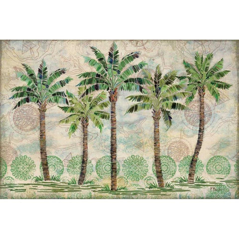 Delray Palm Horizontal Gold Ornate Wood Framed Art Print with Double Matting by Brent, Paul