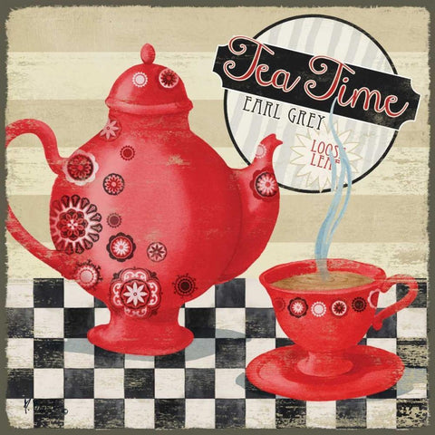 Tea Time I Black Modern Wood Framed Art Print with Double Matting by Brent, Paul