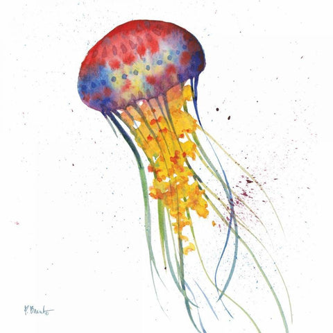 Deep Sea Jellies I White Modern Wood Framed Art Print by Brent, Paul