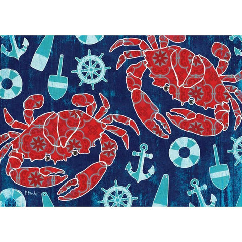 Pattern Crabs Gold Ornate Wood Framed Art Print with Double Matting by Brent, Paul