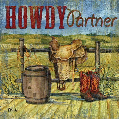 Howdy Partner I Black Ornate Wood Framed Art Print with Double Matting by Brent, Paul