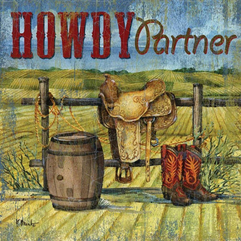 Howdy Partner I White Modern Wood Framed Art Print by Brent, Paul