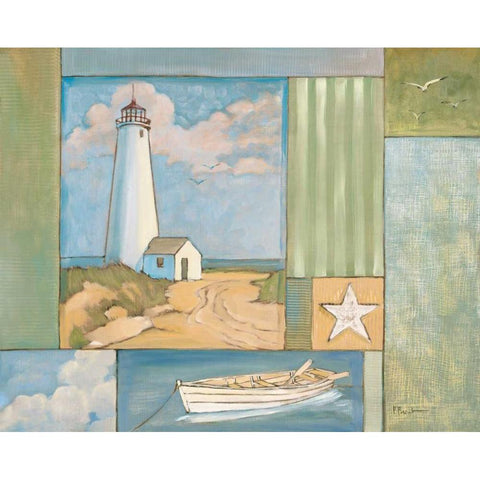 Lighthouse Collage I Black Modern Wood Framed Art Print with Double Matting by Brent, Paul