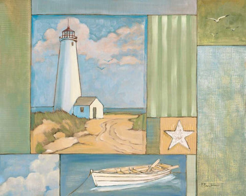 Lighthouse Collage I Black Ornate Wood Framed Art Print with Double Matting by Brent, Paul