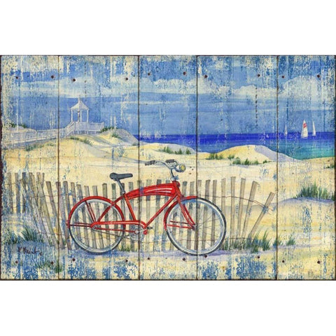 Red Beach Cruiser Gold Ornate Wood Framed Art Print with Double Matting by Brent, Paul