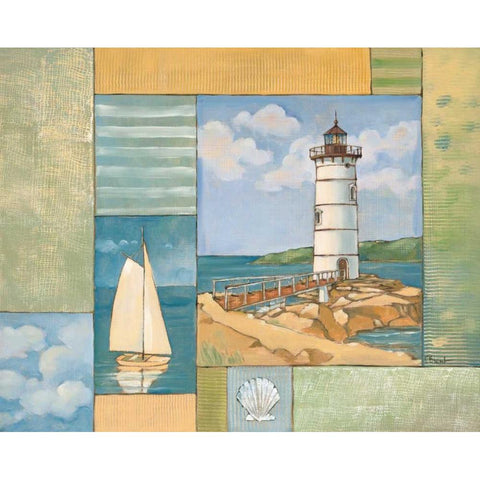 Lighthouse Collage II Gold Ornate Wood Framed Art Print with Double Matting by Brent, Paul