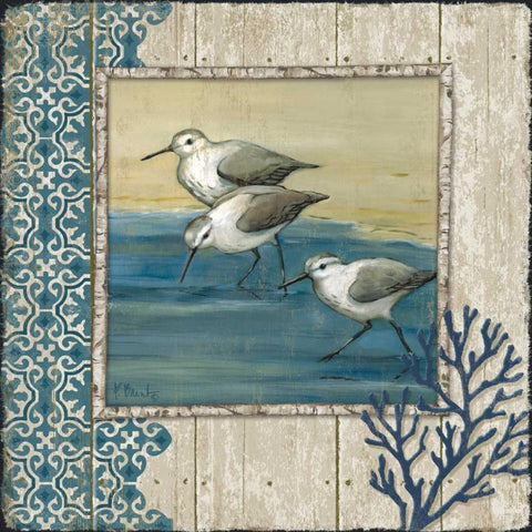 Sandpiper Shore II Gold Ornate Wood Framed Art Print with Double Matting by Brent, Paul