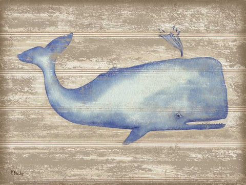 Providence Whale White Modern Wood Framed Art Print with Double Matting by Brent, Paul