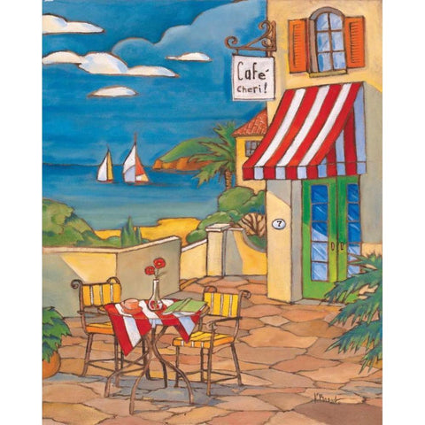 Cafe Cheri White Modern Wood Framed Art Print by Brent, Paul