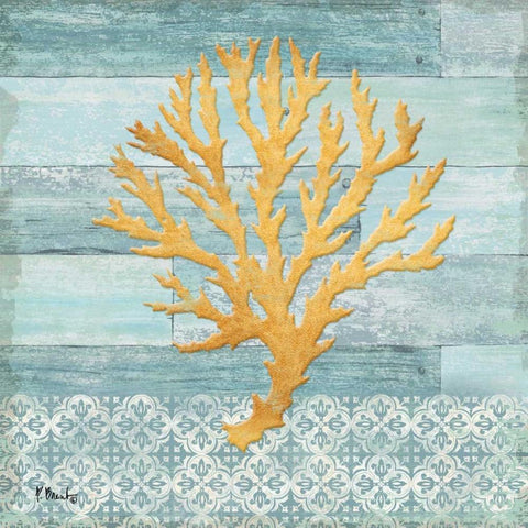 Clearwater Coral IV Gold Ornate Wood Framed Art Print with Double Matting by Brent, Paul