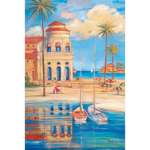 Beach Club I Gold Ornate Wood Framed Art Print with Double Matting by Brent, Paul