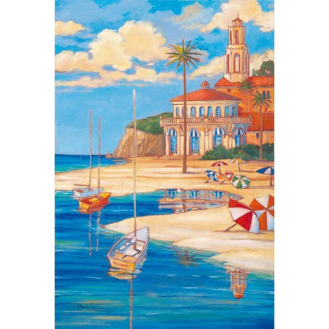 Beach Club II Black Modern Wood Framed Art Print with Double Matting by Brent, Paul