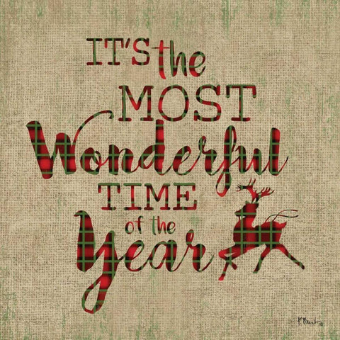 Tartan Holiday Phrase II Black Modern Wood Framed Art Print by Brent, Paul