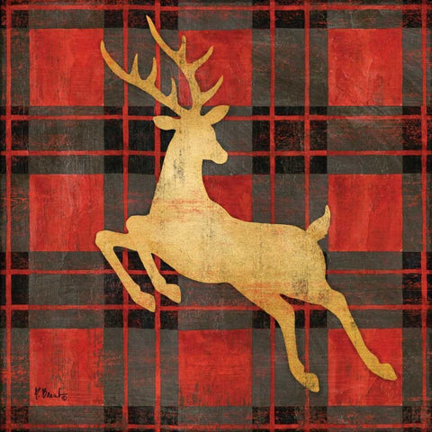 Buffalo Check Reindeer II Gold Ornate Wood Framed Art Print with Double Matting by Brent, Paul