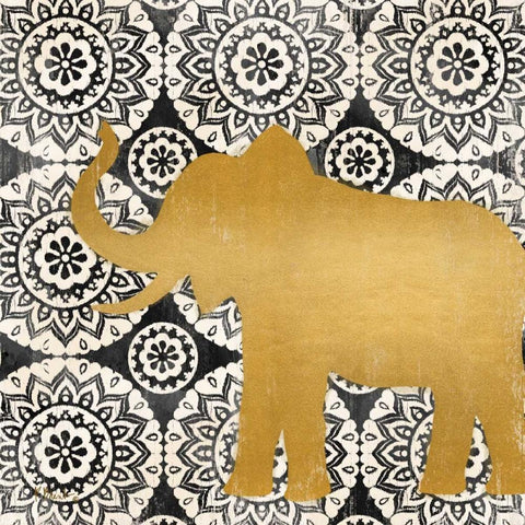 Boho Elephant II White Modern Wood Framed Art Print with Double Matting by Brent, Paul