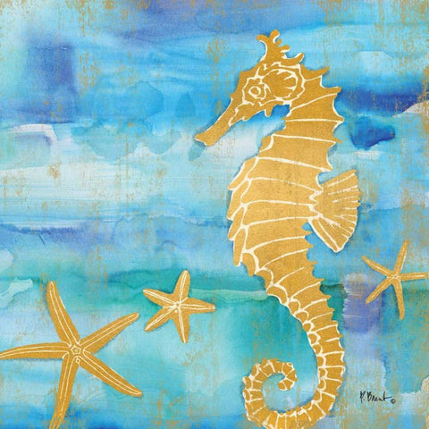 Aurora Seahorse White Modern Wood Framed Art Print with Double Matting by Brent, Paul