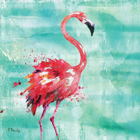 Arianna Flamingo I White Modern Wood Framed Art Print by Brent, Paul