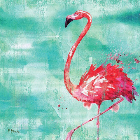 Arianna Flamingo II Black Modern Wood Framed Art Print with Double Matting by Brent, Paul