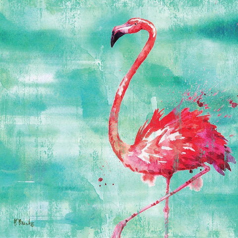 Arianna Flamingo II White Modern Wood Framed Art Print with Double Matting by Brent, Paul