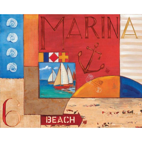 Portofino Collage II Gold Ornate Wood Framed Art Print with Double Matting by Brent, Paul