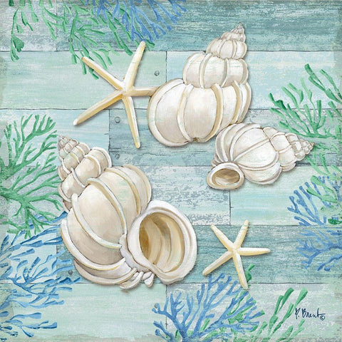 Clearwater Shells III White Modern Wood Framed Art Print with Double Matting by Brent, Paul