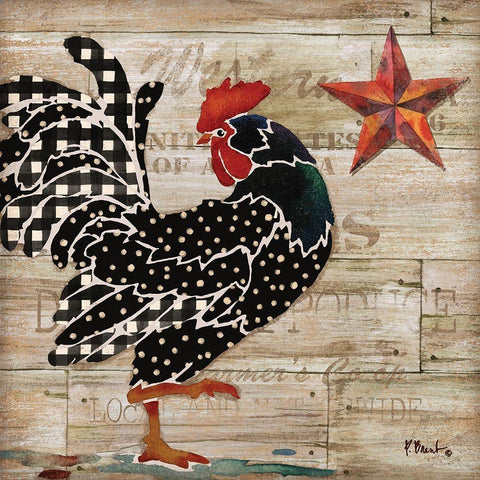 Farmhouse Rooster I Black Ornate Wood Framed Art Print with Double Matting by Brent, Paul