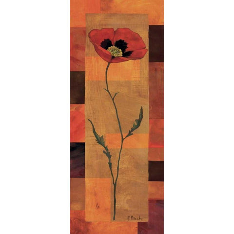 Goa Poppy Panel I Gold Ornate Wood Framed Art Print with Double Matting by Brent, Paul