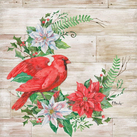 Holiday Cardinal I White Modern Wood Framed Art Print by Brent, Paul