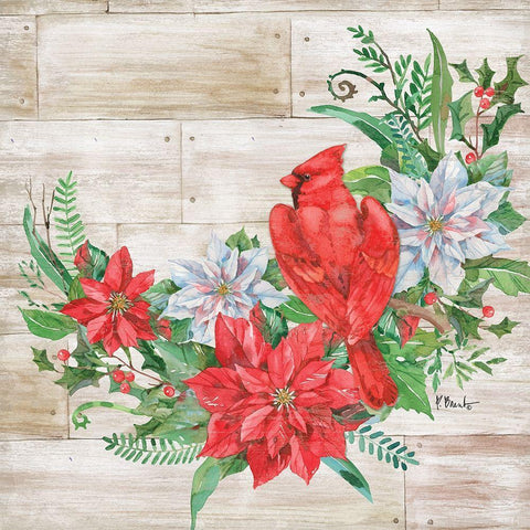 Holiday Cardinal II Black Ornate Wood Framed Art Print with Double Matting by Brent, Paul